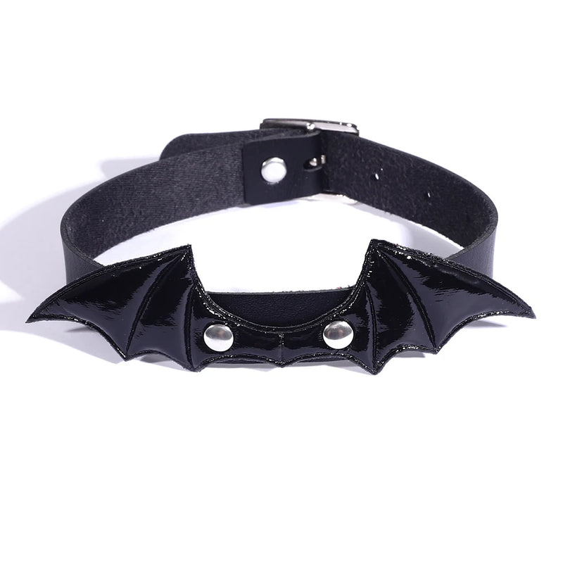 Halloween Bat Wings Gothic Choker Leather Collar Cosplay Accessories