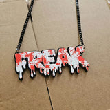 Halloween Necklace Punk Gothic Dripping Blood Splatter Freak Statement