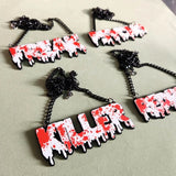 Halloween Necklace Punk Gothic Dripping Blood Splatter Freak Statement