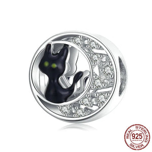 Halloween Magic Witch S925 Silver Pendant Bracelet Necklace DIY Charm Jewelry
