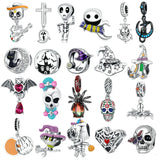 Halloween Magic Witch S925 Silver Pendant Bracelet Necklace DIY Charm Jewelry