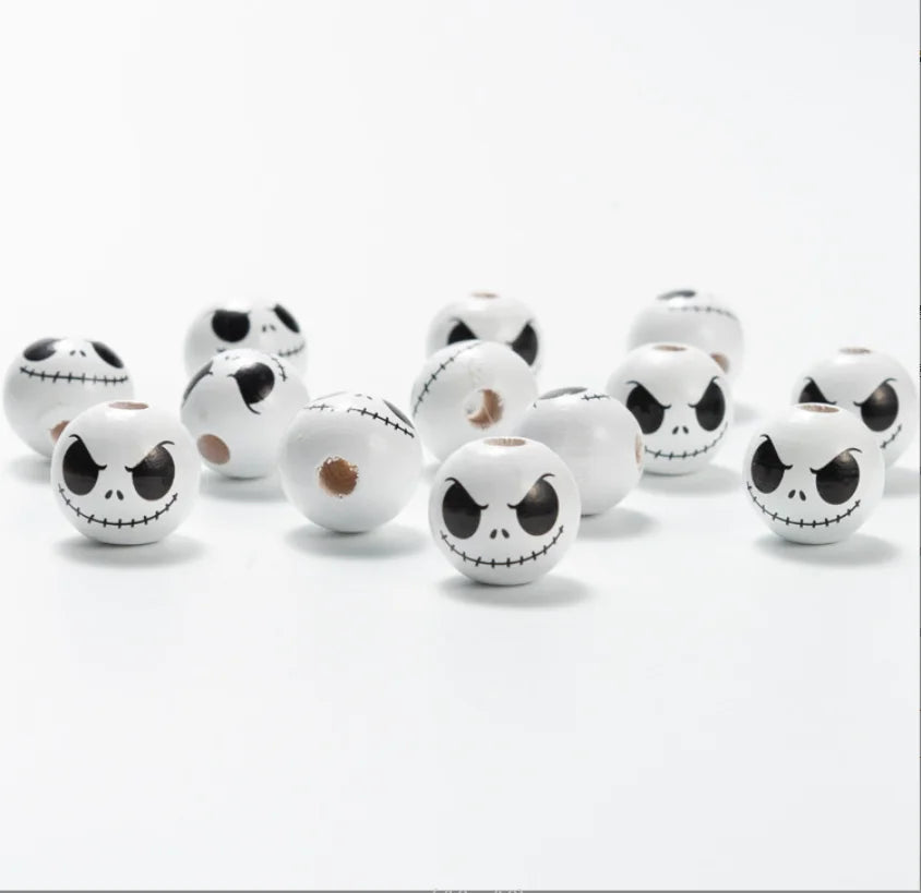 Halloween Skull Grimace Wood Beads Wooden Crafts Toys