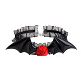 Halloween Party Bat Lace Necklace with Bell Collar