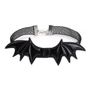 Halloween Party Bat Lace Necklace with Bell Collar