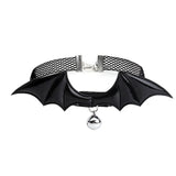 Halloween Party Bat Lace Necklace with Bell Collar