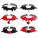 Halloween Party Bat Lace Necklace with Bell Collar