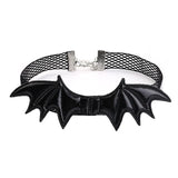 Halloween Party Bat Lace Necklace with Bell Collar