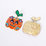 Crystal Smiling Pumpkin Earrings for Women