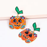 Crystal Smiling Pumpkin Earrings for Women
