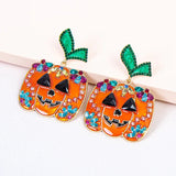 Crystal Smiling Pumpkin Earrings for Women