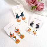 Halloween Pumpkin Magic Hat Clay Earrings for Women