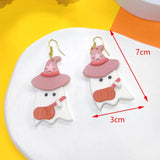 Halloween Pumpkin Magic Hat Clay Earrings for Women