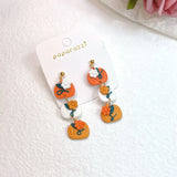 Halloween Pumpkin Magic Hat Clay Earrings for Women