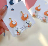 Halloween Pumpkin Magic Hat Clay Earrings for Women