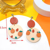 Halloween Pumpkin Magic Hat Clay Earrings for Women
