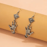 Retro Eyes and Palm Earrings Set for Halloween Cosplay