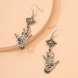 Retro Eyes and Palm Earrings Set for Halloween Cosplay