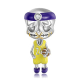 Skeleton Family Basketball Boy Charm 925 Silver Bead Bracelet