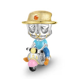 Skeleton Family Basketball Boy Charm 925 Silver Bead Bracelet