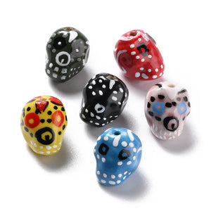 Skull Beads Porcelain Spacer Ceramic Earrings Bracelet DIY 25pc