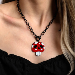Halloween Skull Mushroom Necklace Acrylic Pendant Christmas Gift
