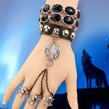 Halloween Skull Wolf Head Bracelet Punk Rock Style Man Skull Spike Glove Gothic