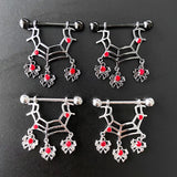 Halloween Spider Web Nipple Rings Sexy Body Piercing Breastpin