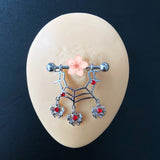 Halloween Spider Web Nipple Rings Sexy Body Piercing Breastpin