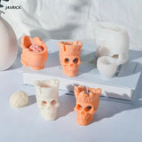 Halloween Split Skull 3D Candle Soap Mould DIY Candle Epoxy Mold