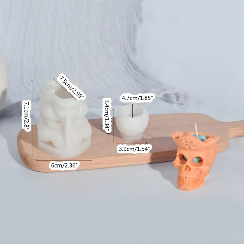 Halloween Split Skull 3D Candle Soap Mould DIY Candle Epoxy Mold