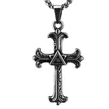Vintage Halloween Stainless Steel Cross Drop Necklace
