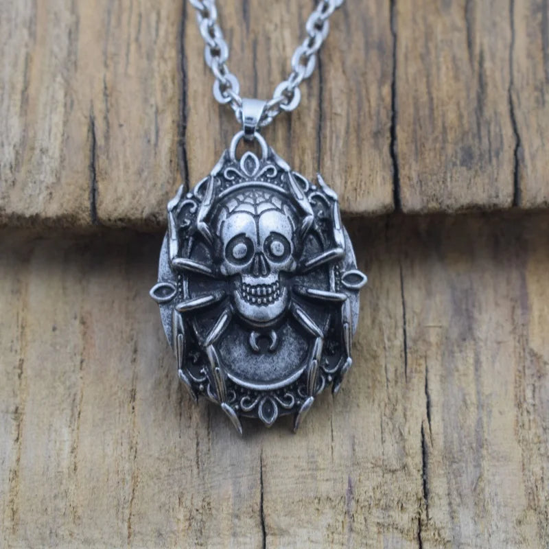 Vintage Gothic Punk Skull Spider Necklaces Halloween Jewelry