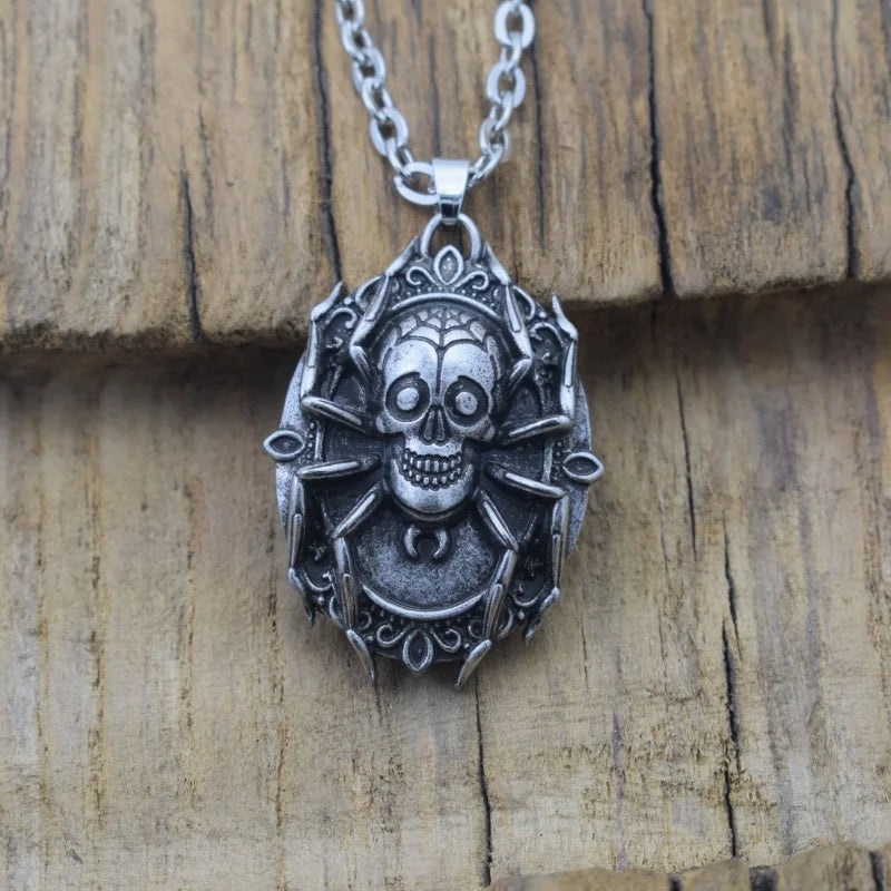 Vintage Gothic Punk Skull Spider Necklaces Halloween Jewelry