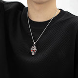 Halloween Viking Skull Head Pendant Necklace Stainless Steel Amulet
