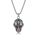 Halloween Viking Skull Head Pendant Necklace Stainless Steel Amulet