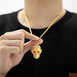 Halloween Viking Skull Head Pendant Necklace Stainless Steel Amulet