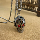 Halloween Viking Skull Head Pendant Necklace Stainless Steel Amulet