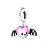 Halloween Winged Heart Dangle Charm 925 Sterling Silver Beads