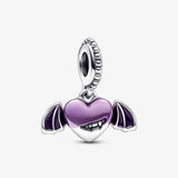 Halloween Winged Heart Dangle Charm 925 Sterling Silver Beads