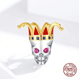 Halloween Clown Skull Charms Sterling Silver Jewelry