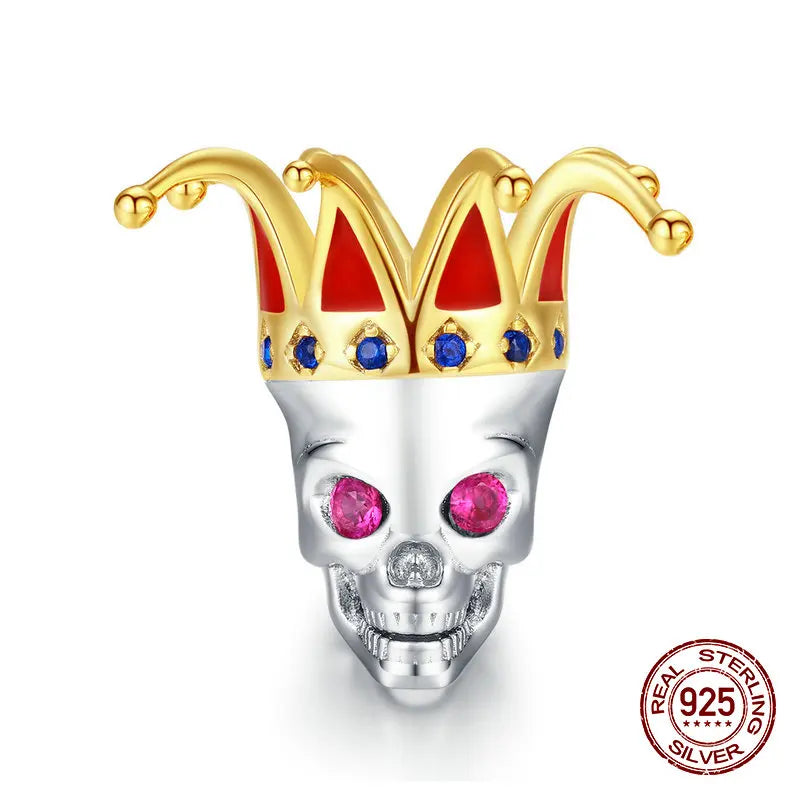 Halloween Clown Skull Charms Sterling Silver Jewelry