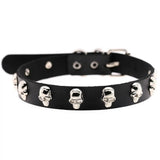 Skull Choker Collar Goth Necklace Leather Jewelry Halloween Costume