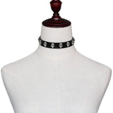 Skull Choker Collar Goth Necklace Leather Jewelry Halloween Costume