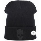 Skull Embroidery Knitted Snap Button Woolen Hat