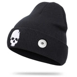 Skull Embroidery Knitted Snap Button Woolen Hat