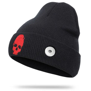 Skull Embroidery Knitted Snap Button Woolen Hat