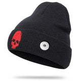Skull Embroidery Knitted Snap Button Woolen Hat