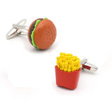 Hamburg & Fries Brass Cuff Links Yellow Men's Food