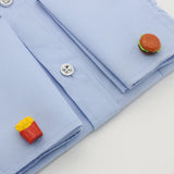 Hamburg & Fries Brass Cuff Links Yellow Men's Food