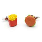 Hamburg & Fries Brass Cuff Links Yellow Men's Food